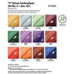 Amaco Velvet Underglaze Set 2, Assorted Colors, Set of 12